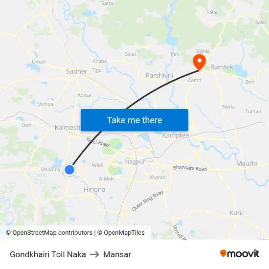 Gondkhairi Toll Naka to Mansar map