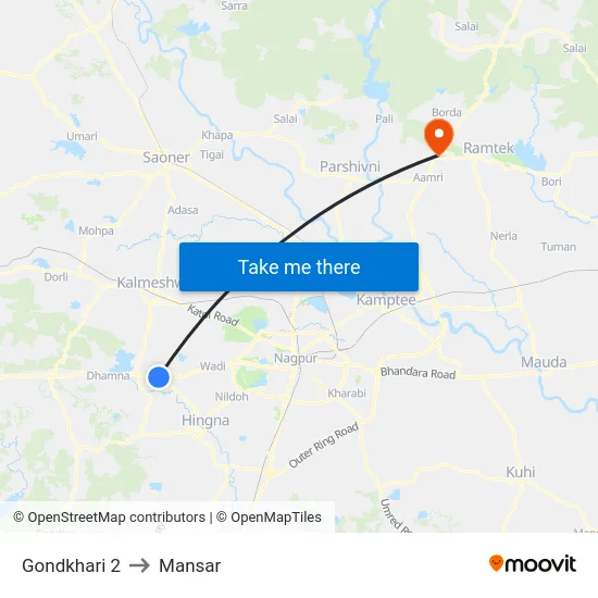 Gondkhari 2 to Mansar map