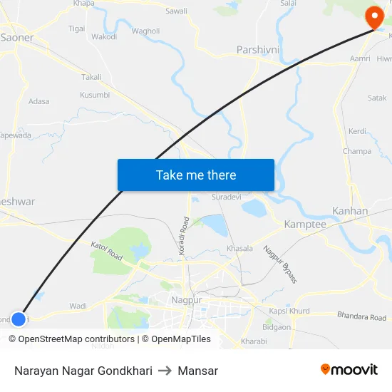 Narayan Nagar Gondkhari to Mansar map