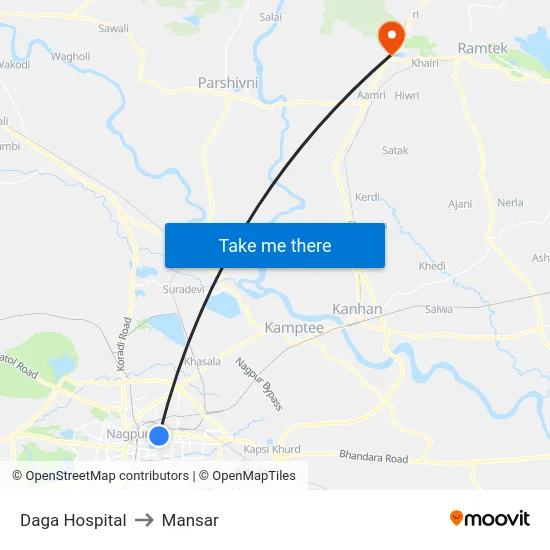 Daga Hospital to Mansar map