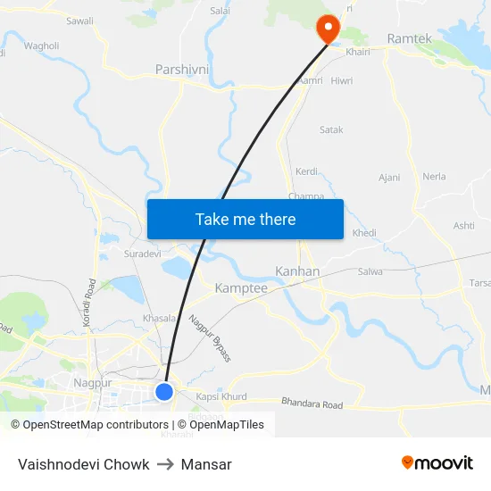 Vaishnodevi Chowk to Mansar map