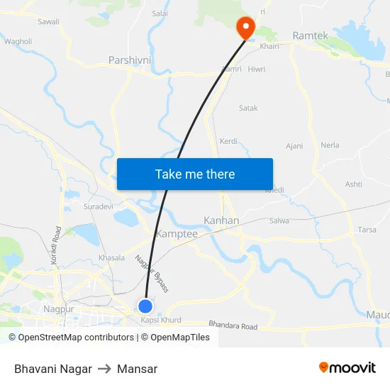 Bhavani Nagar to Mansar map