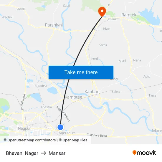Bhavani Nagar to Mansar map