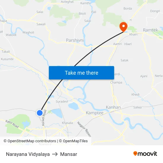Narayana Vidyalaya to Mansar map