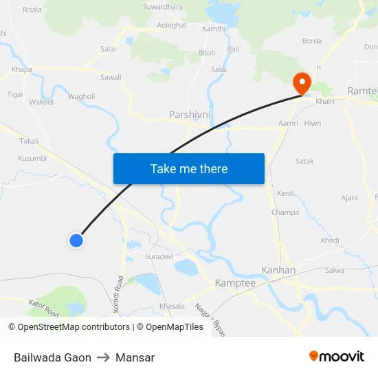 Bailwada Gaon to Mansar map
