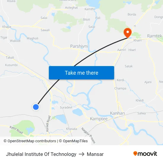 Jhulelal Institute Of Technology to Mansar map