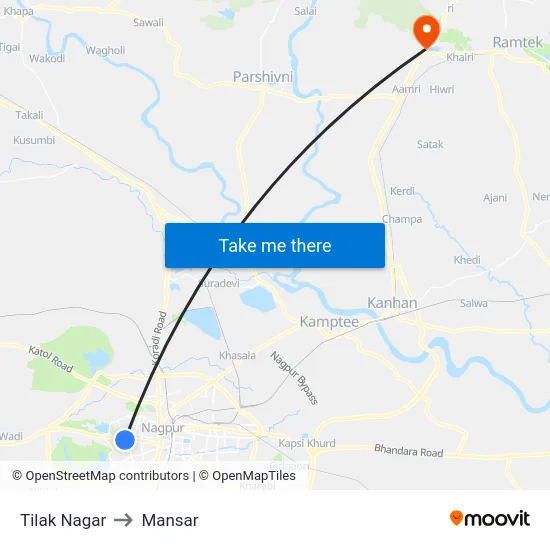 Tilak Nagar to Mansar map