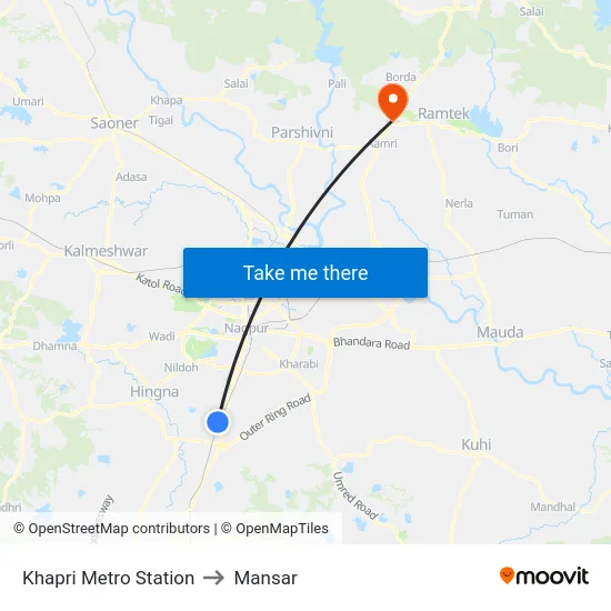 Khapri Metro Station to Mansar map