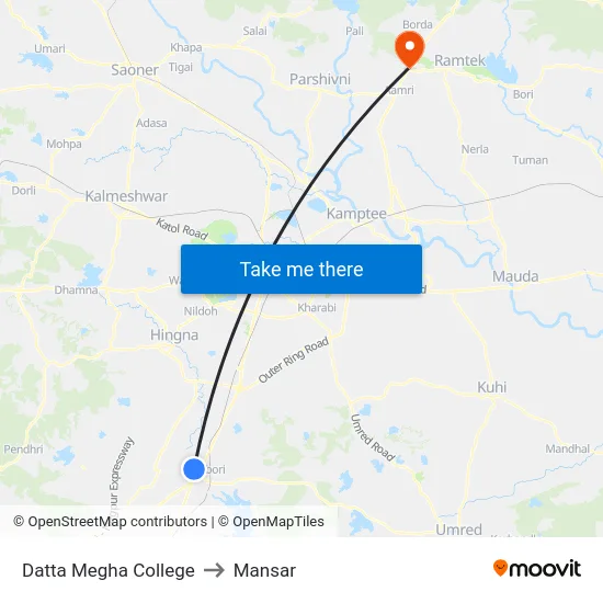 Datta Megha College to Mansar map