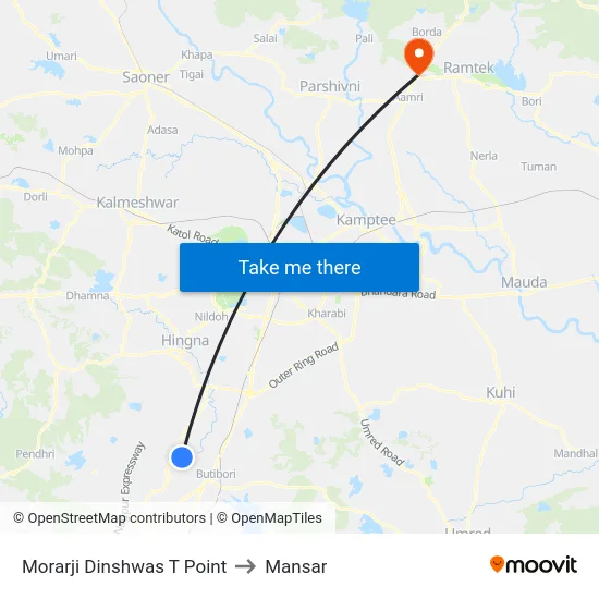 Morarji Dinshwas T Point to Mansar map