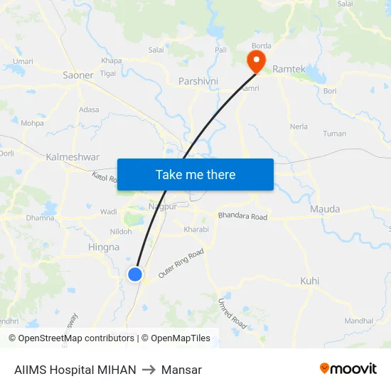 AIIMS Hospital MIHAN to Mansar map