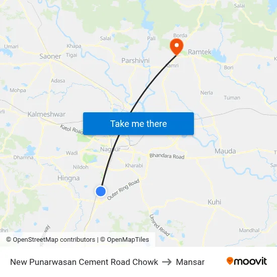 New Punarwasan Cement Road Chowk to Mansar map
