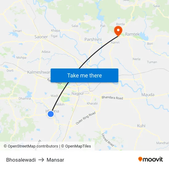 Bhosalewadi to Mansar map