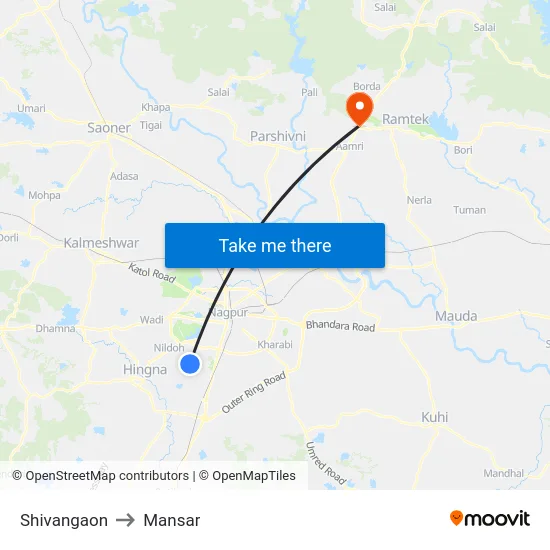 Shivangaon to Mansar map