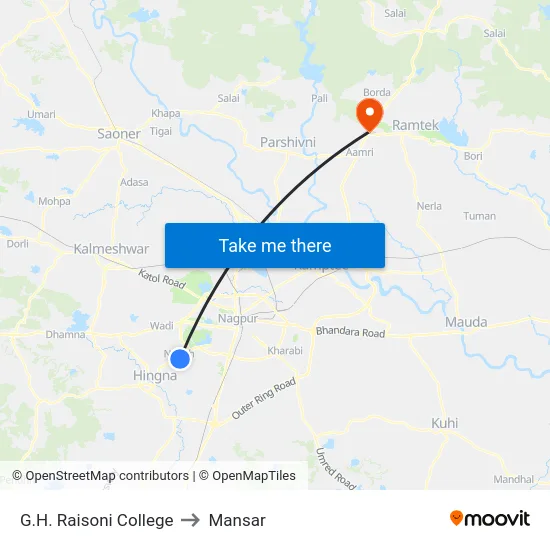 G.H. Raisoni College to Mansar map