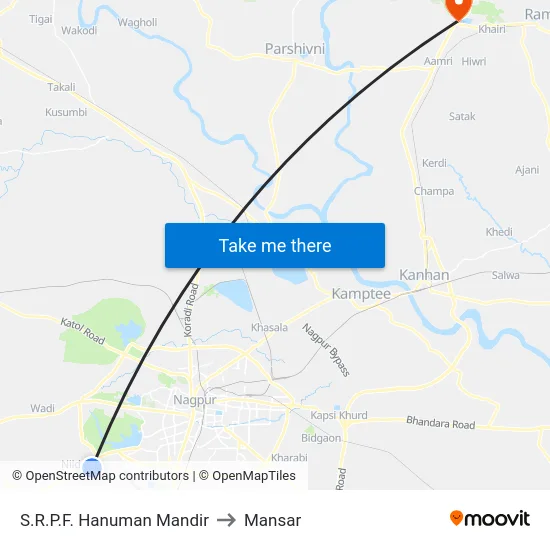 S.R.P.F. Hanuman Mandir to Mansar map