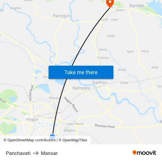 Panchavati to Mansar map