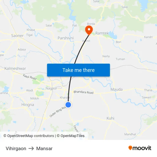 Vihirgaon to Mansar map