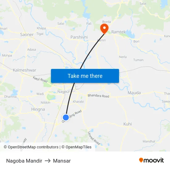 Nagoba Mandir to Mansar map
