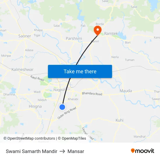 Swami Samarth Mandir to Mansar map