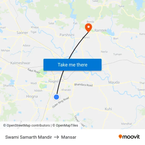 Swami Samarth Mandir to Mansar map