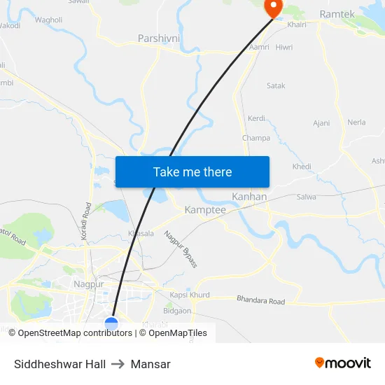Siddheshwar Hall to Mansar map