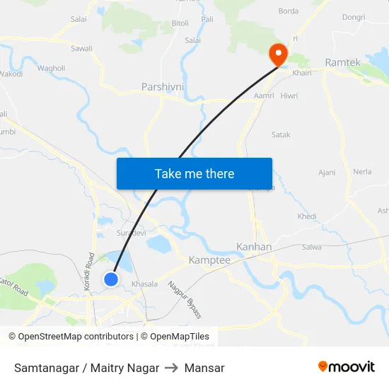 Samtanagar / Maitry Nagar to Mansar map