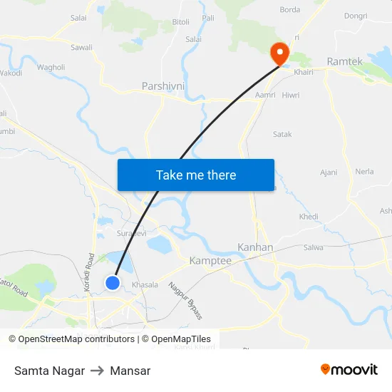 Samta Nagar to Mansar map