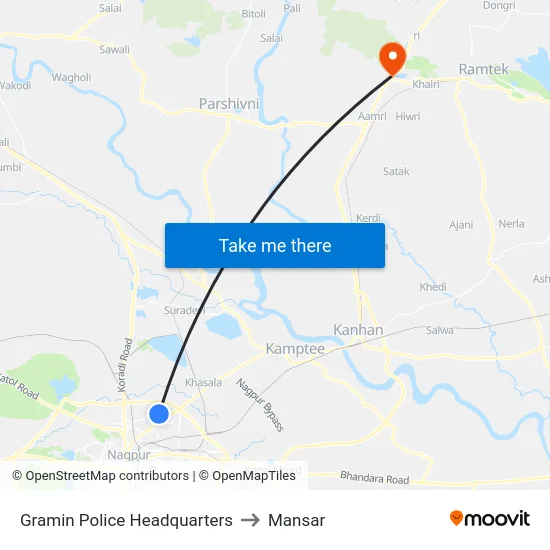 Gramin Police Headquarters to Mansar map