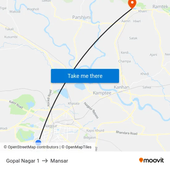Gopal Nagar 1 to Mansar map