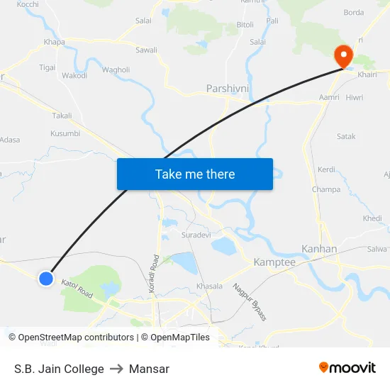 S.B. Jain College to Mansar map