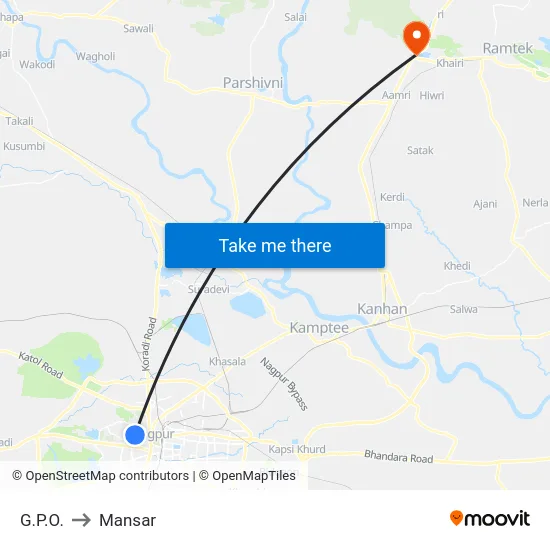 G.P.O. to Mansar map