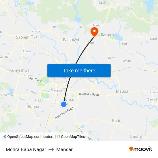Mehra Baba Nagar to Mansar map