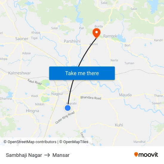 Sambhaji Nagar to Mansar map