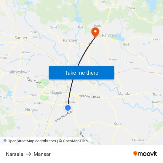 Narsala to Mansar map