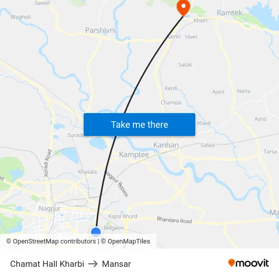 Chamat Hall Kharbi to Mansar map