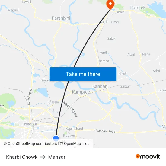 Kharbi Chowk to Mansar map