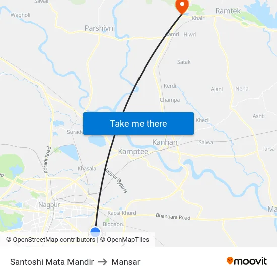 Santoshi Mata Mandir to Mansar map