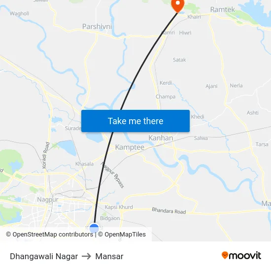 Dhangawali Nagar to Mansar map