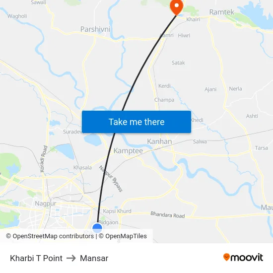 Kharbi T Point to Mansar map