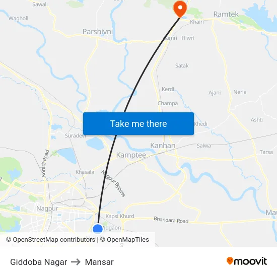 Giddoba Nagar to Mansar map