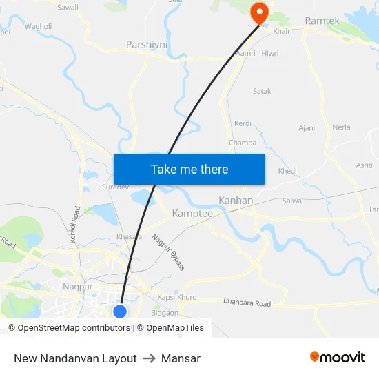 New Nandanvan Layout to Mansar map