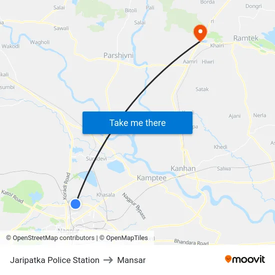 Jaripatka Police Station to Mansar map