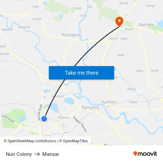 Nuri Colony to Mansar map