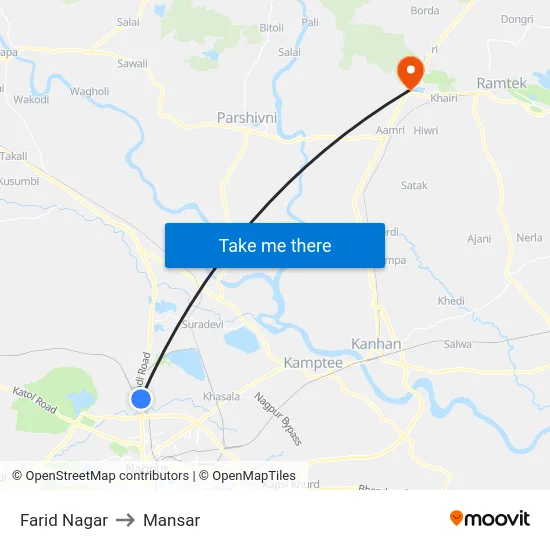 Farid Nagar to Mansar map