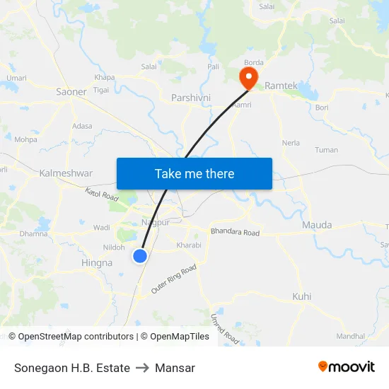 Sonegaon H.B. Estate to Mansar map
