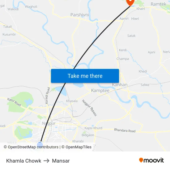 Khamla Chowk to Mansar map