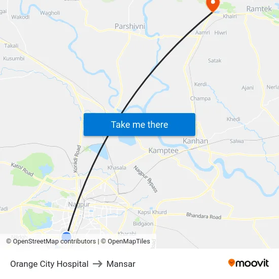 Orange City Hospital to Mansar map