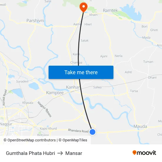 Gumthala Phata Hubri to Mansar map