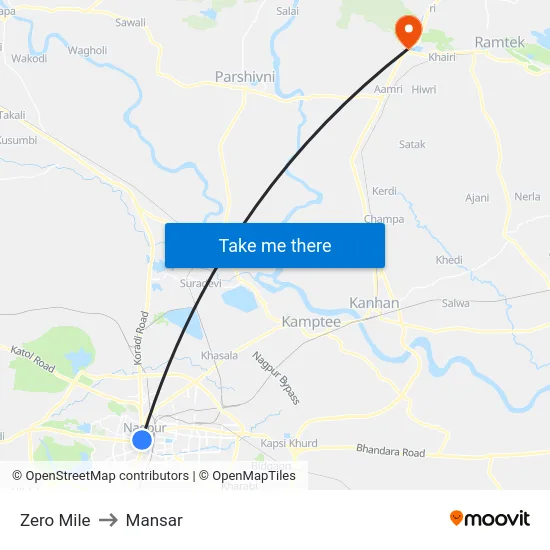 Zero Mile to Mansar map